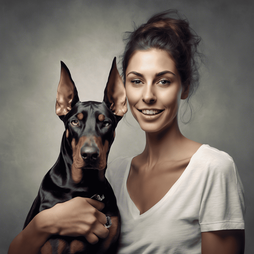 frau mit dobermann hund
