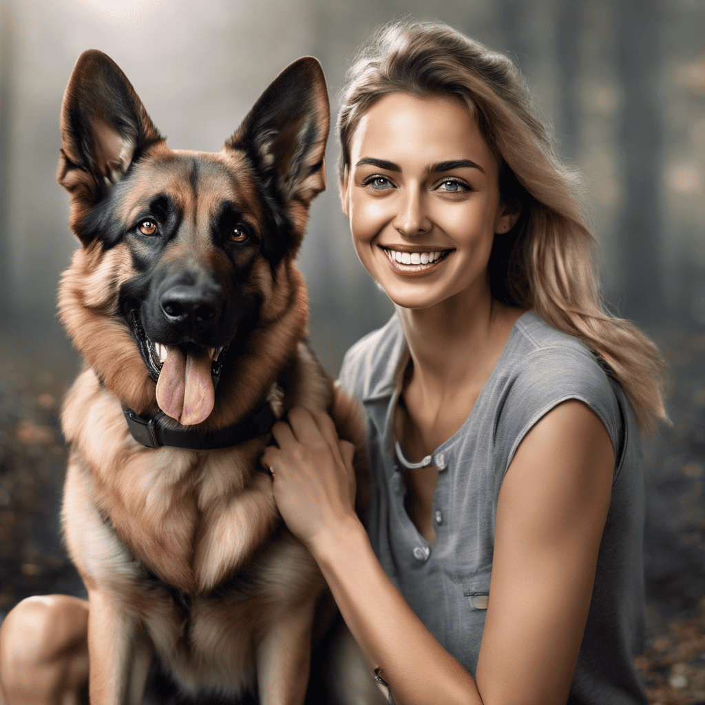 Vrouw met een Duitse herder