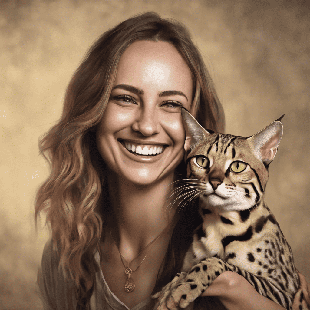 frau mit Savannah Katze