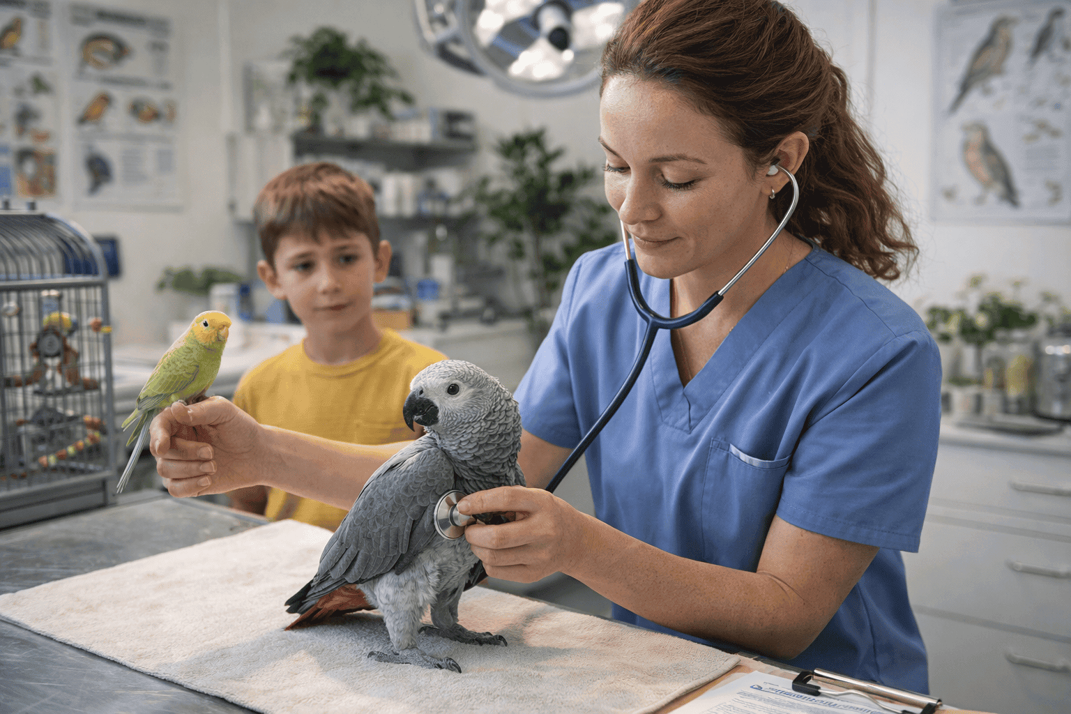 Vögel beim Tierarzt: Wann ein Besuch notwendig ist